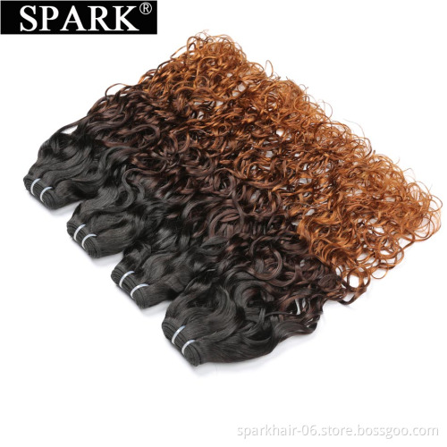 SPARK 8A water wave hair flat weft natural black virgin filipino hair 3 bundles with closures free sample hair bundles